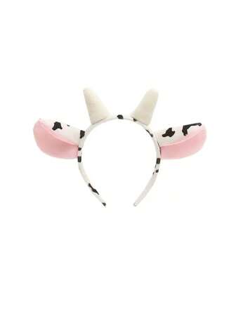 1pc Cute Cow Ear Headband, Halloween Costume Accessory, Performance & Photo Prop, Adorable Cartoon Headpiece, Funny Headband, Hair Accessories, Festival Accessories, Hair Band, Hair Hoop, Hairband For Women, Home Beauty Women Accessory Gifts