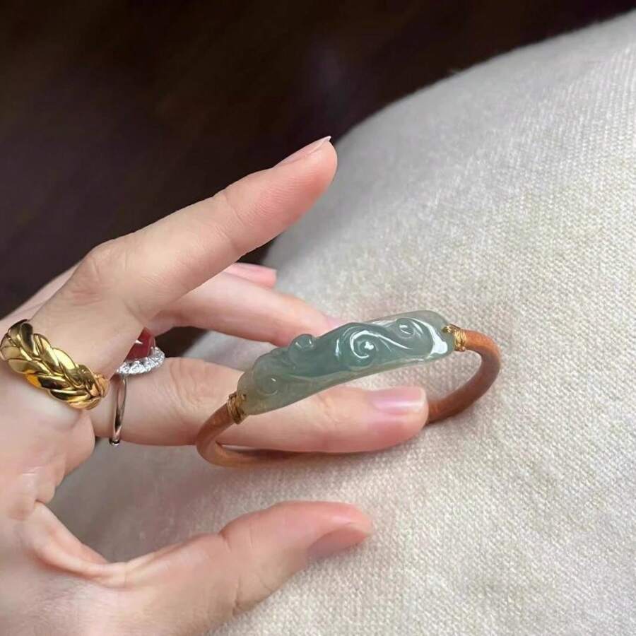 New Chinese Style Floating Flower Jade Bracelet For Women, Niche High-End Feel, Exquisite Versatile Hand Jewelry - 手鍊0184 - 查看 1