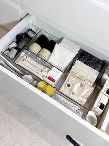 1/4/7/11/16/25 Pcs Drawer Style Makeup Organizer Box Set, Transparent Drawer Storage Boxes, Multi-Size Trays, Multi-Functional Storage Box, Can Store Cosmetics, Clothes, School Supplies, Small Tools And Tableware, Ideal For Vanity, Kitchen, Office Drawers, Great For Women's Organization, Travel, Autumn Decor, And Halloween Decor