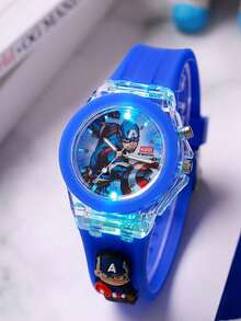 Marvel Spider-Man Cartoon Luminous Watch, Fashionable Teen Gift. Unisex For Boys & Girls. Suitable For Multiple Age Groups, Teen Electronic Quartz Watch.