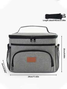 1 件黑色、灰色、酒红色、海军蓝加厚大容量保冷保温冰包车载野餐包防漏单肩保温午餐盒包户外便携午餐包女士午餐盒 - 彩色 - 查看 16