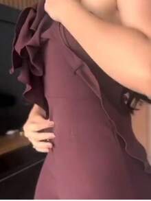 Long Asymmetrical Strapless Pantaloon Jumpsuit Spring Summer - Rust Brown - View 3