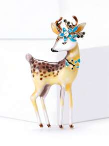 Christmas Rhinestone Elk Design Brooch