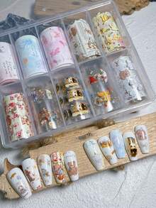 10 Peças Conjunto Variado de Adesivos de Transferência de Arte de Unhas, Incluindo Estilo Minimalista, Coreano, Coração, Poá, Floral, Pintado à Mão, Animais de Verão, Borboleta, Laço, Bolo, Maçã, Jornal, Água-Viva, Letra em Inglês, Renda, Designs de Flores em Estilo Chinês, Adequado para Decorar Livros, Papelaria, Desktops, Tablets, Vidro, Scrapbooking, Ótimo Presente para Família e Amigos