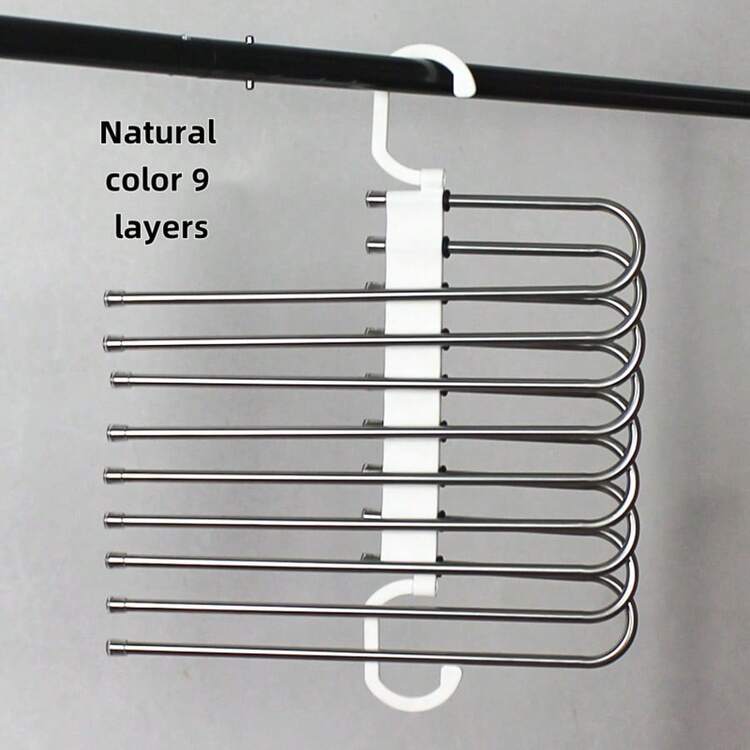 1件多功能可折叠裤架多层衣橱无缝裤子收纳架衣柜架防滑裤挂夹节省空间优质不锈钢可折叠魔术裤架 - 白色 - 查看 7