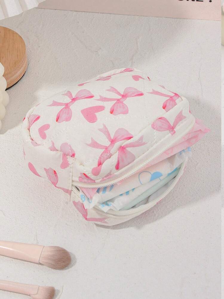 1个可爱粉色爱心蝴蝶结绗缝大容量化妆包，便携式拉链洗漱包，化妆品收纳袋，可装口红、化妆刷、护肤品、手机、零钱等，适合居家、旅行、邮轮、度假、上学等场合，也是伴娘礼物、生日礼物、节日礼物、秋季大学必备、假日旅行包、女士化妆包的理想之选。 - 米色 - 查看 13