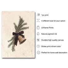 1pc Unframed Christmas Bell Bow Ribbon Vintage Poster Festival Rustic Wall Art Canvas Print Minimalist Winter Xmas Holiday Farmhouse Aesthetic Decor Retro Painting For Apartment,Living Room,Bedroom,Modern Home Decoration Christmas Decoration XMAS Decor Christmas Tree Gift Decor Thanksgiving Wedding Home Decor Home Decor Fall Decor Autumn Decor Birthday Decorations For Gifts Party Supplies Indoor Holiday Festival Decor Halloween Decor Wall Decor Halloween Ornaments Christmas Decoration XMAS Decor Christmas Tree Gift Decor Thanksgiving Wedding Home Decor Home Decor Fall Decor Autumn Decor Birthday Decorations For Gifts Party Supplies Indoor Holiday Festival Decor Halloween Decor Wall Decor Halloween Ornaments - Multicolor - View 6