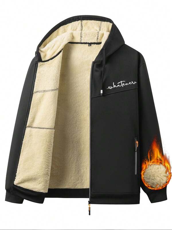 Thermal Lined Hooded Jacket For Men, Versatile, Casual Street Style