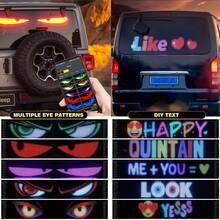 Paquete Luces LED Suaves para Automóviles | Pantalla Matriz de Píxeles + Ojos de Diablo | Publicidad Desplazante Multilingüe | Diseño Sin Batería(Fácil Instalación) - 12 * 59,5 cm - Ver 6