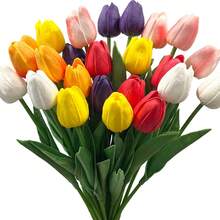 3pcs Artificial Tulip Flowers Decor, Home Decoration Accessories, Living Room & Bedroom Fake Flowers - Baby Pink - View 10