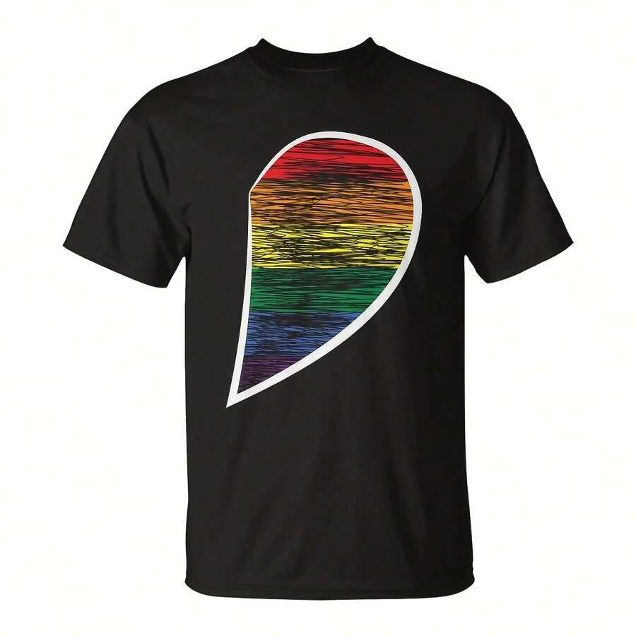 Halfheart Bt Gay Pride Lesbian Bal Ally Quote Uni T-Shirt - 黑色7 - 查看 1