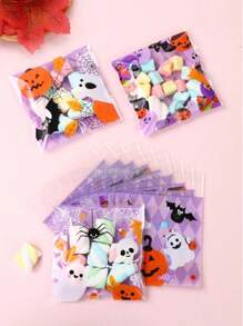 Cartoon Halloween Pumpkin Ghost Spider Bat Self-Seal Gift Bags,Cookie Candy Bag,Trick Or Treat,Party Favor,Assorted Patterns Treats And Snacks Bags For Halloween Party,Halloween Decoration,Halloween,Gift Wrapping,Halloween,Halloween Decorations,Halloween Party Bag Fillers(Random Color And Style)