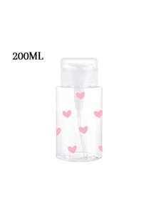 زجاجة سفر قابلة لإعادة التعبئة بنمط قلب وردي شفاف من البولي إيثيلين تيريفثالات (بي إي تي)، موزع مزيل المكياج، زجاجة موزعة بسعة 100 مل/200 مل مع مضخة محمولة للاستخدام في إزالة طلاء الأظافر والمنعش والمكياج، تصميم قبة، غسل باليد فقط، قابلة لإعادة الاستخدام، زجاجة مزيل المكياج (القياس اليدوي، خطأ 2 سم طبيعي، الملليلتر دقيق)، مستلزمات السفر، عطلة، زجاجات السفر