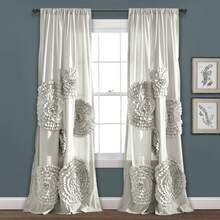 Lush Decor Serena Light Filtering Window Curtain Panel, Single, 54" W X 84" L, Blush - Drapes - Floral Curtains For Bedroom - Cute Curtains - Coquette Decor Halloween-Fall Decor-Room Decor - Xám nhạt - Xem 2