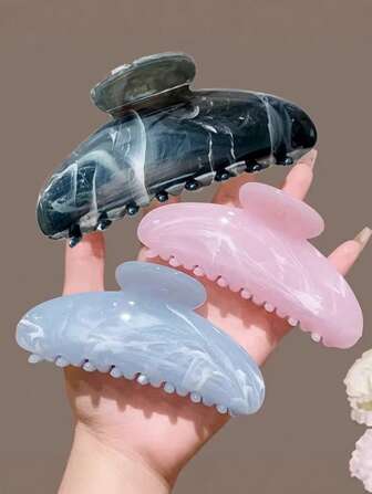 3pcs/1pc Large Size Pink, Black, Blue Ombre Wavy Hair Clips, 11cm, High Quality Elegant, Minimalist, Versatile Summer Hair Accessories Suitable For Daily, Casual, Party, Work, Vacation, Face Washing, Makeup, Outfit Matching, Back To School Fashion Hair Claw Clips Autumn Accessories Fall Hair Clutch Winter Accessories