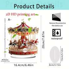 1/3 peças, Enfeite de mesa de acrílico em formato de carrossel do Papai Noel, Presente de Natal perfeito para casa e escritório, Placas e enfeites de mesa, Estilo boêmio, 2D, Decoração de Natal