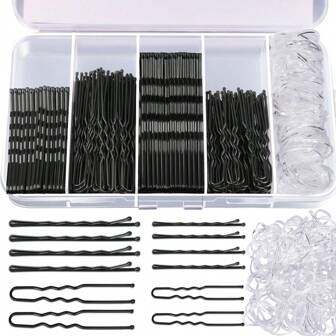300pcs Hair Clips Set With Storage Box, Bun Maker Hair Clips U-Shaped Clips Hair Accessories Set, Bobby Pins, Claw Clips, Hair Claws, Hair Slide, Hair Barrettes, Clips For Hair