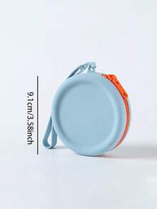 1 pieza Monedero de silicona de estilo simple, bolsa de almacenamiento de gran capacidad y forma redonda, bolsa de color sólido, adecuada para auriculares, cables de datos, lápiz labial, monedas, llaves, etc., tacto suave, fácil de limpiar y cuidar, simple y ligera, espacio razonable, alta portabilidad, adecuada para el hogar, el trabajo, las salidas y los viajes.