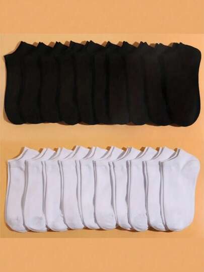 20 Pairs Women's Simple Fashion Versatile Casual Breathable Sports Socks, Sweat-Absorbent Ankle Socks For Outdoor Activities