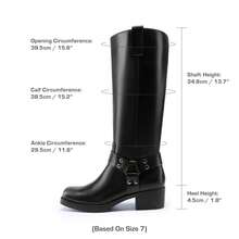 Women's Motorcycle Boots Side Zipper Knee High Boots Square Toe Chunky Low Heel Buckle Decorated Biker Fashion Stylish Riding Boots Festival Dresses For Woman - Rỉ Nâu - Xem 4