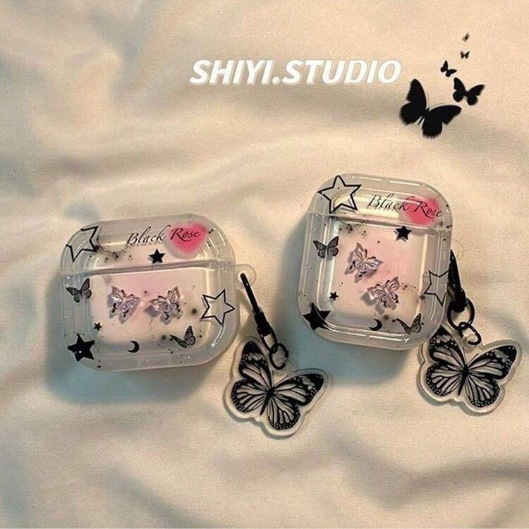 星月蝴蝶设计保护壳适用于 Apple Pro 2 无线蓝牙耳机 - 無色 - 查看 9