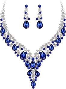 2入組女款項鍊珠寶套裝，歐美風格優雅新娘飾品套裝，配有仿寶石和水晶，適用於婚禮裙、晚禮服和個人攝影用品，精美瑰麗的工藝品