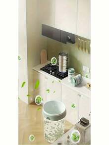 家用加厚抽绳垃圾袋,每卷100个,抽绳设计 - 大号聚乙烯垃圾袋,适用于厨房和浴室,高品质花卉图案,优质易撕便携式垃圾袋,新材料,轻便耐用,适合家庭使用,春节/母亲节/情人节/节日派对用品。 - 彩色 - 查看 7