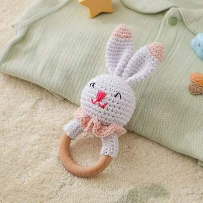 1 buc eșarfă tricotată manual cu jucărie zornăitoare de iepure, jucărie zornăitoare pentru bebeluși, cadou de suvenir pentru nou-născuți, potrivit pentru Crăciun, Paște, cadou de ziua de naștere pentru bebeluși