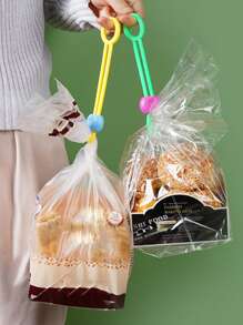 6 st återanvändbara påsband, färgglada matförseglingsklämmor, justerbar låsbar brödpåse, köksredskap för snackspåsar och matförvaring, mångsidig organisatör, perfekt för camping, Halloween-godispåsar, julklappsgrejer. (Slumpmässig färg) - Multifärgad - Visa 4