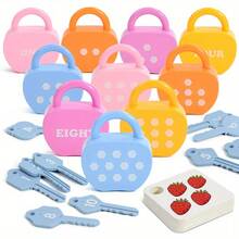 儿童锁钥匙玩具套装拼图锁教育数字匹配家庭学校单词认知数学玩具