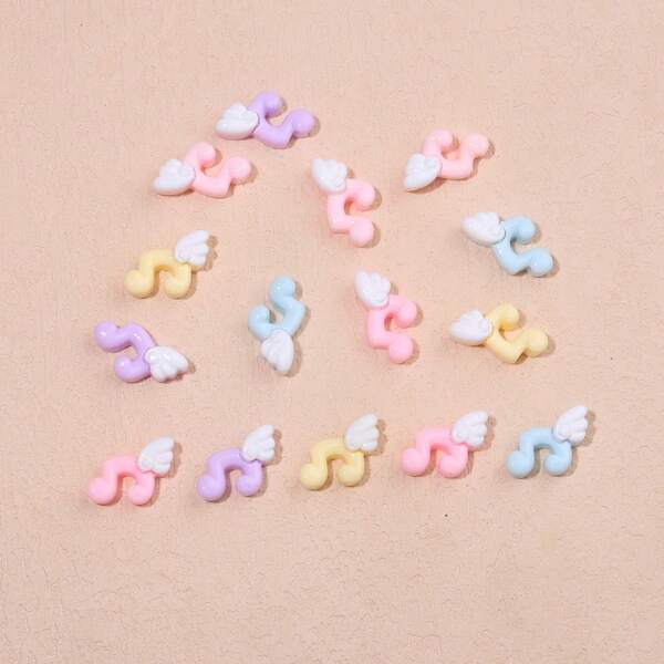 10/20/30/50pcs Y2K Style Mini Music Note & Angel Wing Decor - Multi-Color Options, Suitable For DIY, Phone Cases & Crafts - Random Mix Nails Nail Charms