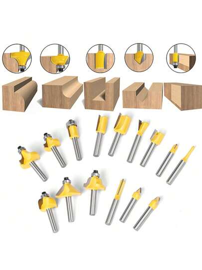 15pcs/Set Carbide Router Bits, Woodworking Router Bit Set, Router Drill Bit Set, 1/4 Inch Shank, Premium Woodworking Router Bit Set, Carbide Precision Cutting Tools With Durable Storage Box