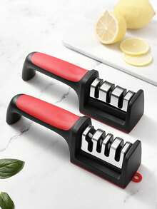 1pc Multi-Functional 4-Stage Knife Sharpener, Professional Kitchen Sharpening Stone Tool, Metal & Plastic,Quick Sharpening Tool With Anti-Slip Base, Accessories And Tools For Kitchen Knives, No Electricity Or Battery Needed, With Electroplated Tungsten Carbide & Ceramic Stones,Easy To Hang, Kitchen Supplies, Suitable For Kitchen Knives