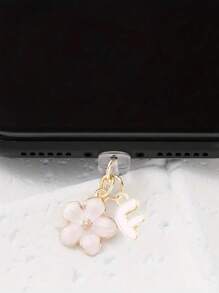 1 件时尚粉色花卉字母手机防尘塞，精致 A-Z 字母金属挂件，适合作为女性生日礼物，兼容 Lightning（5-14）/ Type-C 接口 - 粉色 - 查看 27