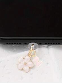 1 件时尚粉色花卉字母手机防尘塞，精致 A-Z 字母金属挂件，适合作为女性生日礼物，兼容 Lightning（5-14）/ Type-C 接口 - 粉色 - 查看 44