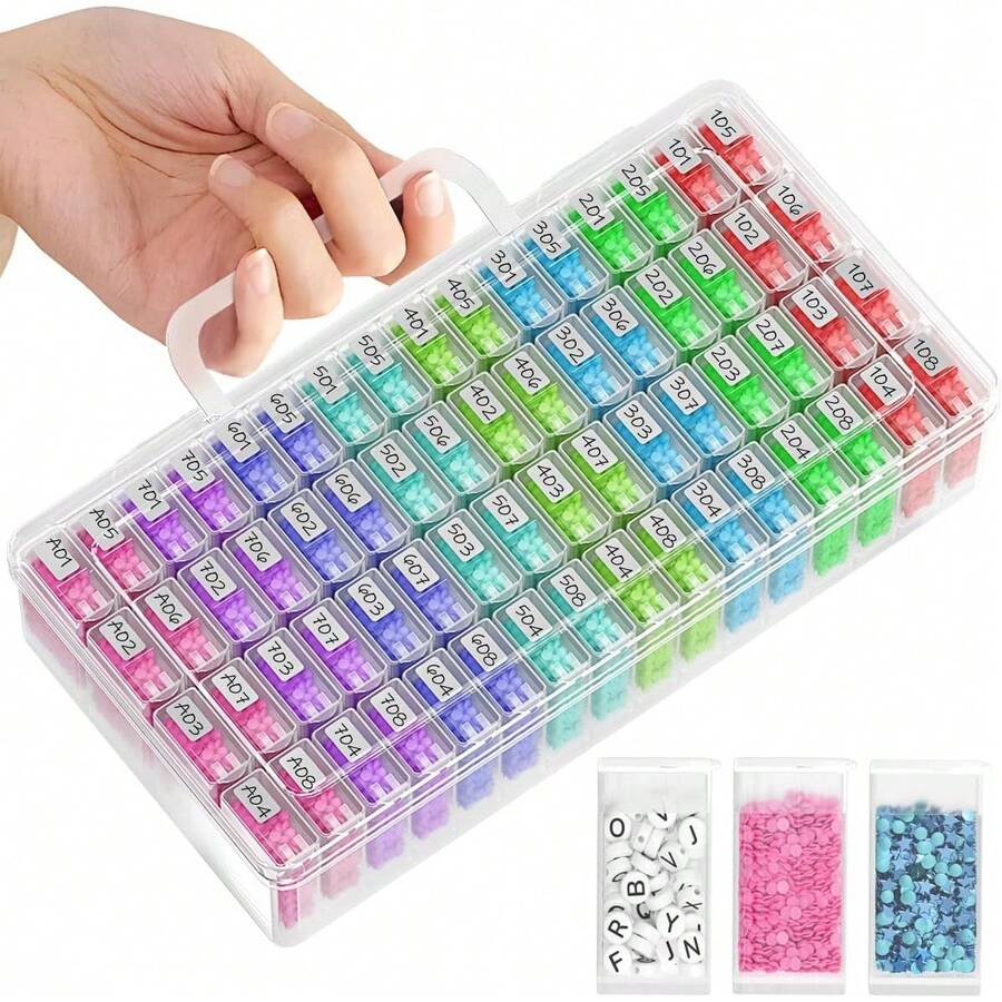 ARTDOT 64 Jars Storage Containers Art Kits Adults, Portable Storage Organizer With Sticker Labels Painting Accessories And Tools