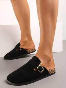 SERGIO TODZI Women's Round Toe Closed Toe Mules With Buckle Flat Shoes - Black - View 2