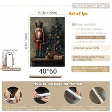 1 peça, tela para pendurar, arte de parede emoldurada, arte de parede de quebra-nozes de Natal - feriado, decorações de cenário de neve e decoração de feriado, decoração de casa de feriado, pintura a óleo de Natal, árvore de Natal, decorações de Natal - Multicolorido - Ver 16