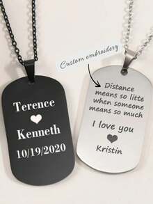 1pc Personalized Stainless Steel Dog Tag Necklace For Men, Custom Name Pendant With Chain, Engraved Military Style Jewelry, Christmas Gift For Boyfriend Or Husband, Valentine's Day Gift Idea, Custom Gift For Him, Stylish Men's Accessories