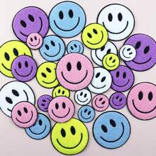 3 piezas Parches bordados con cara sonriente - Parches adhesivos por ambos lados (Grande/Mediano/Pequeño) - Parches bordados de pareja, parches bordados de familia, parches adhesivos de doble cara para coser en tela, adecuados para ropa, bolsas, sombreros - Multicolor - Ver 5