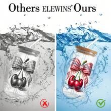 ELEWINS 12pcs Cherry Blossom Bow UV Printed Waterproof Crystal Cup Stickers DIY