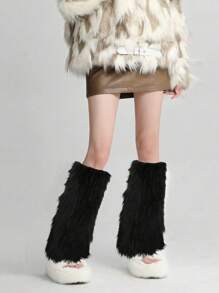 Women's Fuzzy Fur Leg Warmers - Winter Soft Fluffy Boot Cuffs, Perfect For Halloween & Santa Costumes