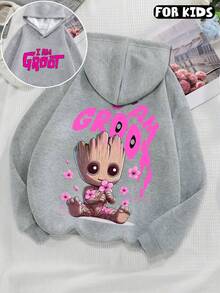 Pullover für Jungen/Mädchen, Rundhalsausschnitt, Langarm, Herbst, "I Am Groot"-Slogan, Marvel-Charakter, lässig, vielseitig, langärmelig, locker, für Zuhause/zurück zur Schulzeit