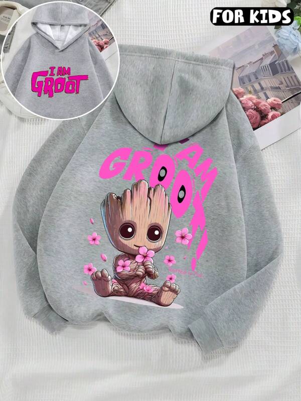 Marvel Pullover für Jungen/Mädchen, Rundhalsausschnitt, Langarm, Herbst, "I Am Groot"-Slogan, Marvel-Charakter, lässig, vielseitig, langärmelig, locker, für Zuhause/zurück zur Schulzeit