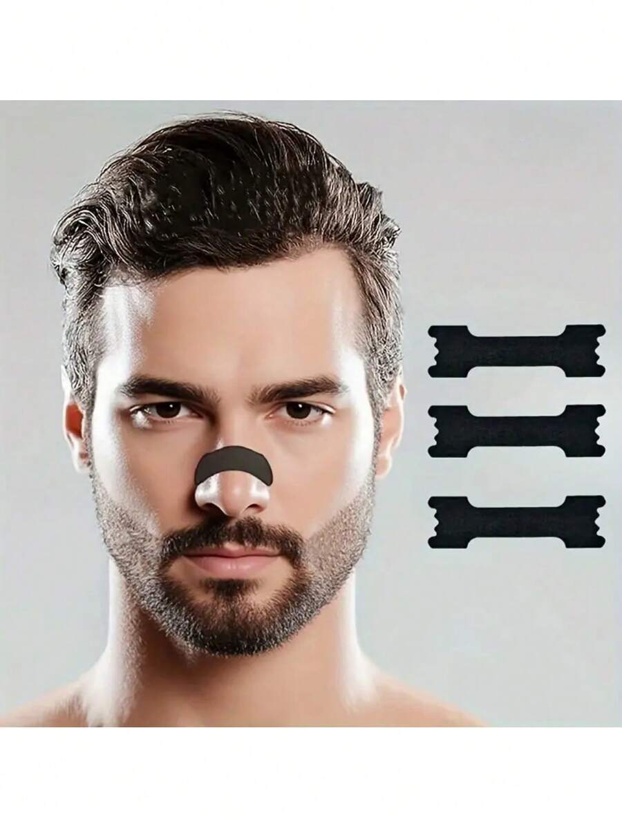 20pcs Black Breathing Right Nasal Strips- Breathable, Comfortable, And Reusable For A Restful Sleep, Durable And Versatile Nasal Strips For All-Night Use, Allergy Support, Flexible Fit, Breathing Aid, Light Sleepers - Black - View 1