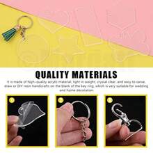 211 Pcs Acrylic Keychain Blanks Shape Assortment Kit Contains Clear Key Chain Blank Ornaments Tassel Key Ring Clips Open Jump Rings And Pliers For DIY Crafts Projects