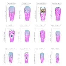 Long Press On Nails Coffin Fake Nails Purple False Nails With 3D Gold Butterfly Rhinestones Designs Glossy Nail Press Ons Acrylic Artificial Nails Summer Stick On Nails For Women 24Pcs - 長款-C5C5 - 查看 3