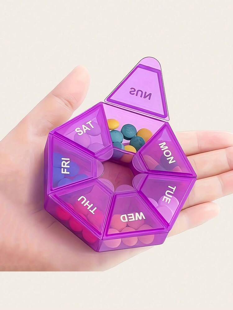 1pc Mini 7-Day Portable Medicine Jewelry Box, Lightweight And Durable Case For Travel And Home Storage - Multicolor - View 6