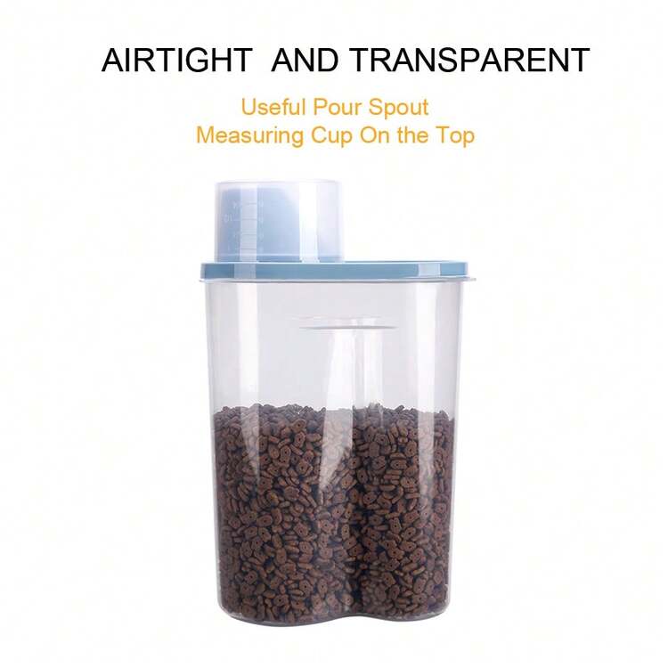 2 Pack 2lb/2.5L Pet Food Storage Container With Measuring Cup, Can Covers And Bowl For Small Dog, Cat, Waterproof - 藍色 - 查看 2