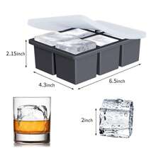 Large Ice Cube Tray For Whiskey: Amu Big Square Ice Cube Maker For Cocktail - 1Pack Silicone Old Fashioned Ice Cube Trays - 2inch Huge Cubed Ice Trays For Whisky